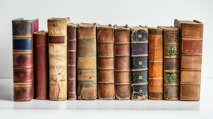 collection of old books isolated on white