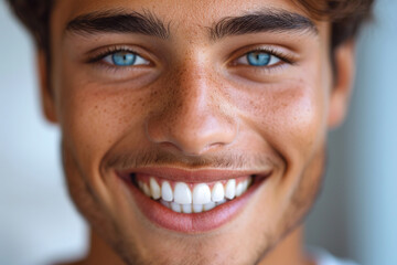 Adult Man Smile Face Expression Portrait, gleaming white healthy teeth