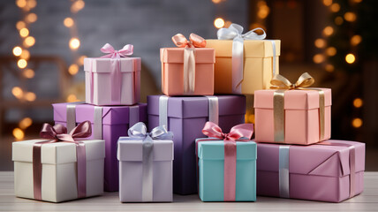 Variety of wrapped birthday presents