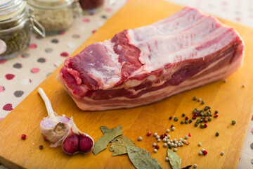 Fresh piece of lard ready for salting
