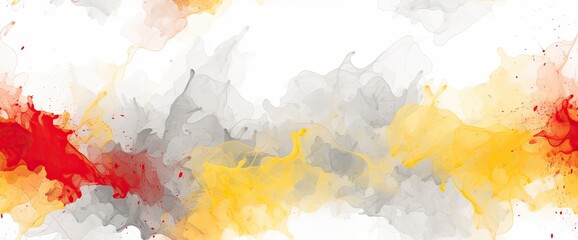 Abstract Watercolor Splash in Grey, Yellow, and Red Vibrant Design
