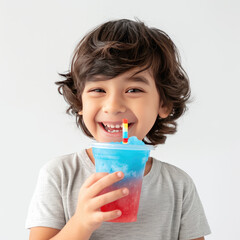 child drinking slushy