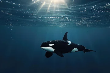 Wall murals Orca a orca fish or killer whale swimming on under water of sea