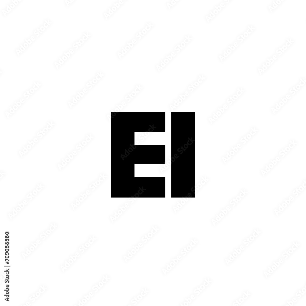 Poster letter e and i, ei logo design template. minimal monogram initial based logotype.