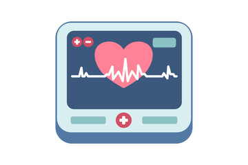 Vector illustration of a medical concept with a heart monitor isolated on white background.