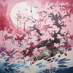 abstract sakura japanese paint © wing