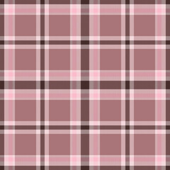 Plaid seamless pattern in pink. Check fabric texture. Vector textile print.