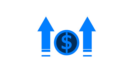 Money sign with arrow up, a bullish symbol for financial market icon.