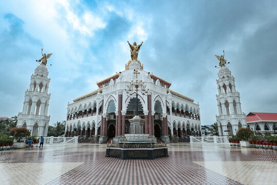 A Front view of the Exquisite St George Forane Church Church a popular pilgrim destination for the natives and tourists visiting Kochi in Kerala India.