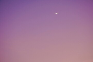 half moon floating on twilight sky in evening