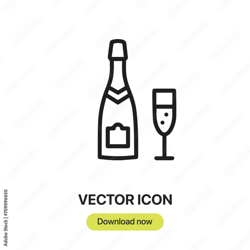 Aufkleber champagne icon vector. linear-style sign for mobile concept and web design. champagne symbol illustr