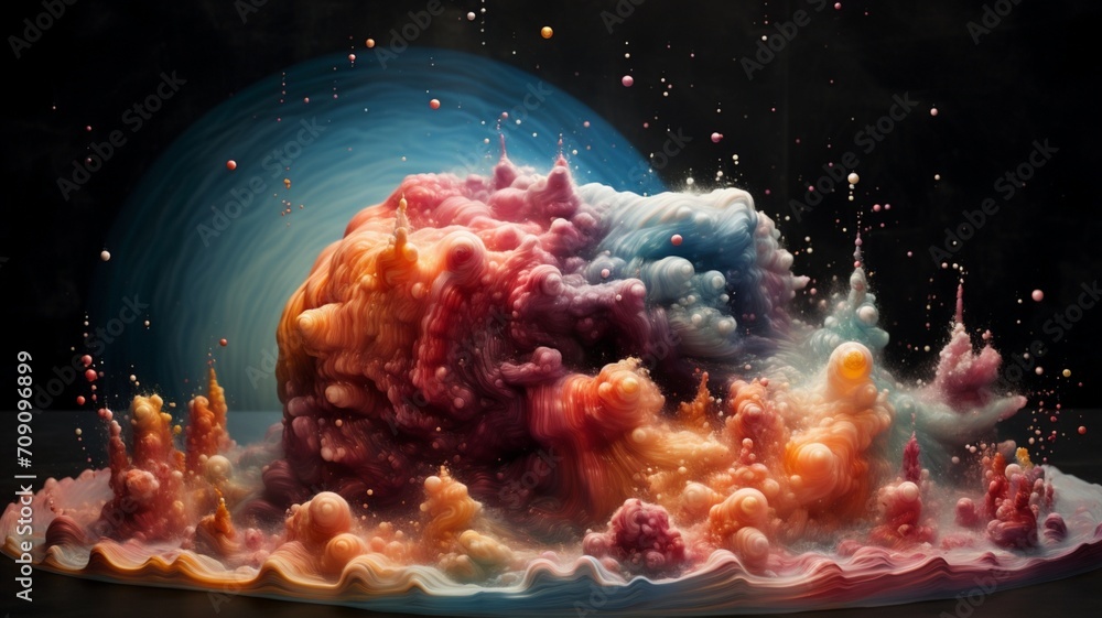 Wall mural capturing the essence of the big bang through watercolor art - ai generative