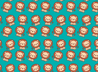 Cute lion illustration pattern, vector, for fabrics, children's background