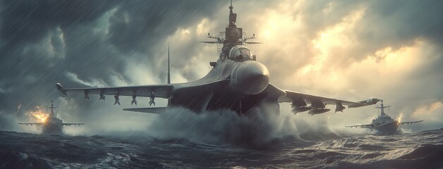 military jet fighter created by ai - obrazy, fototapety, plakaty