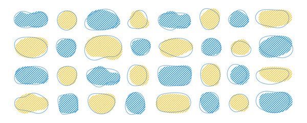 ストライプのシェイプのフレーム　液体の抽象的なゆるいフレーム　　ベクター 　黄色　青　水色　ベージュ