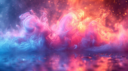 pastel colored iridescent steam swirling around. AI generative