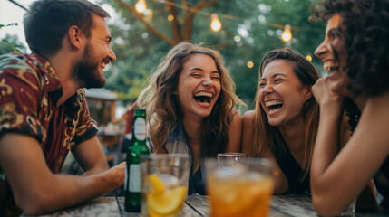 Photo of a group of young people laughing merrily