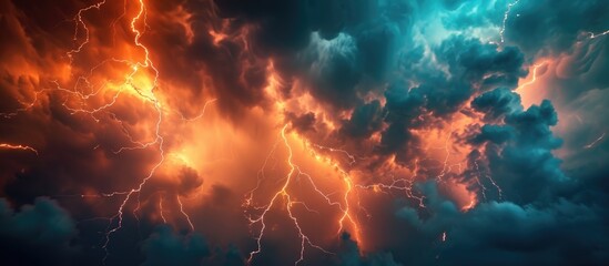 Flashing lightning in the sky - obrazy, fototapety, plakaty