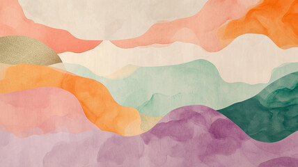 Abstract landscape in pastel colors - obrazy, fototapety, plakaty
