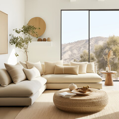 Craft an image showcasing a modern minimalist living room