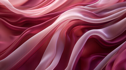 Pink and white fabric flows, creating an abstract simulation of soft folds. - obrazy, fototapety, plakaty
