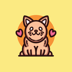 Cute Cat Mascot Cartoon Animal illustration Vector Design Emblem