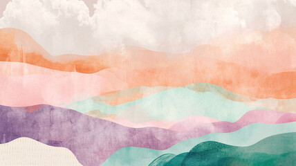 Abstract landscape in pastel colors - obrazy, fototapety, plakaty