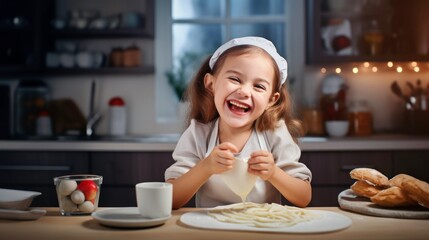 Enfant qui fait des crêpes avec son enfant pour la chandeleur