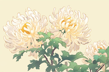 Chinese style chrysanthemum background illustration, Double Ninth Festival concept illustration