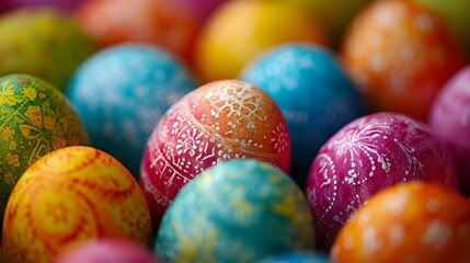Fototapeta na wymiar Colorful eggs in basket