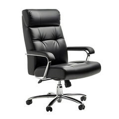black office chair on a transparent background, PNG is easy to use.