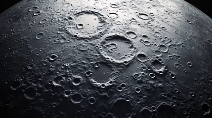Foto op Canvas Close-up of the lunar surface with visible craters and texture illustration © lin