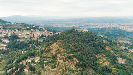 Fototapeta na wymiar Florence, Italy. Convent San Francesco. Nunnery on mountain. Summer, Aerial View