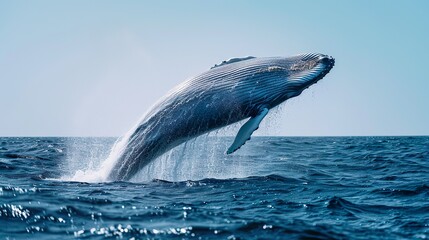 Fototapeta premium Whale jumping out of the ocean made with Ai generative technology