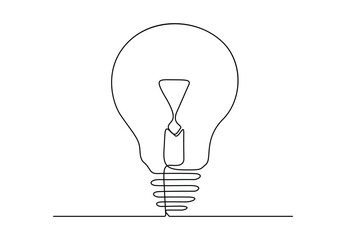 Continuous single line drawing of bulb light vector illustration. Pro vector.