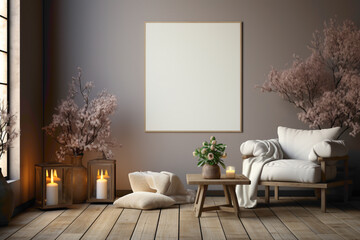 Craft a calming visual with an empty frame against a soft color backdrop, creating a versatile space for your text. Envision the tranquil ambiance and creative potential it holds.