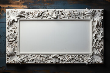 A close-up of an empty white frame, capturing the details and texture, providing a blank canvas for your text to shine.