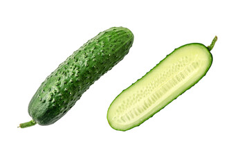ground fresh organic cucumbers isolated on white