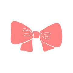 Pink bow hand drawn for element, print and illustration