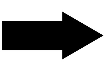 Wide, bold arrow pointing sharply to the right. Sleek black directional symbol isolated on a clean background.