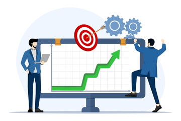 Business team analyzing data and research on dashboard web monitoring report monitoring financial investment concepts and charts, Business Team Analyzing Financial Data and Research.