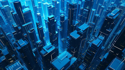 City skyline landmark buildings future concept technology background image, future city concept illustration