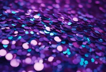 Keuken spatwand met foto Sequins close-up macro Abstract background with blue sequins and lilac color on the fabric Texture s © ArtisticLens