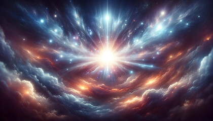 幻想的で神聖な光のある空