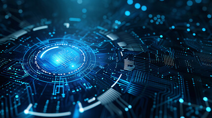 High speed glowing lines background emitted by technology circular turntable, digital abstract creative concept illustration