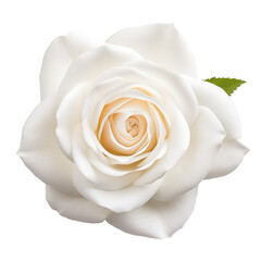Rosa of white color isolated on a white or transparent background. A symbol of kindness. White flower as a design element.
