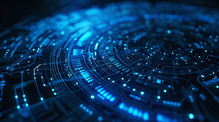 High speed glowing lines background emitted by technology circular turntable, digital abstract creative concept illustration