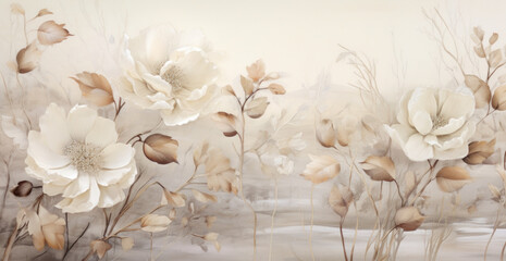 Watercolor spring flowers background