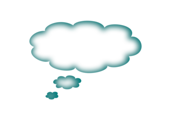 Icono de bocadillo de pensamiento en 3D en blanco y verde degradado