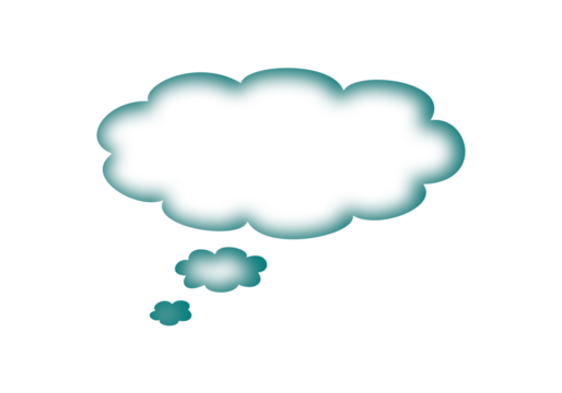 Icono de bocadillo de pensamiento en 3D en blanco y verde degradado